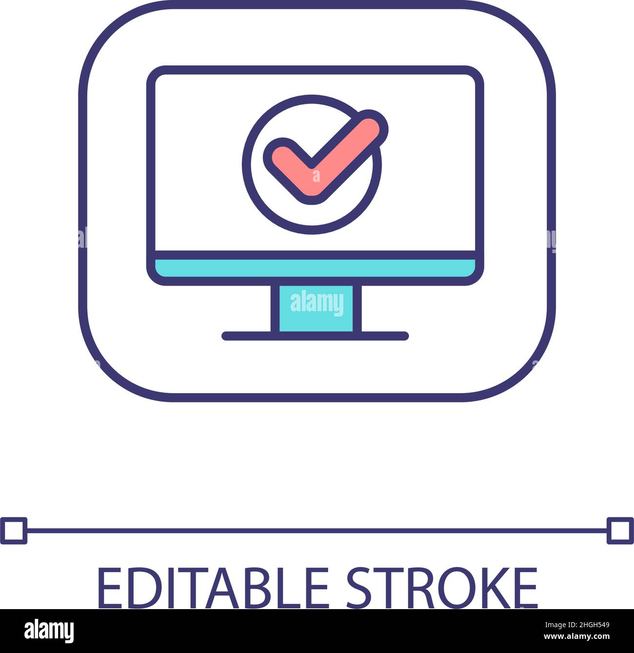 Computer successful checkup RGB color icon Stock Vector