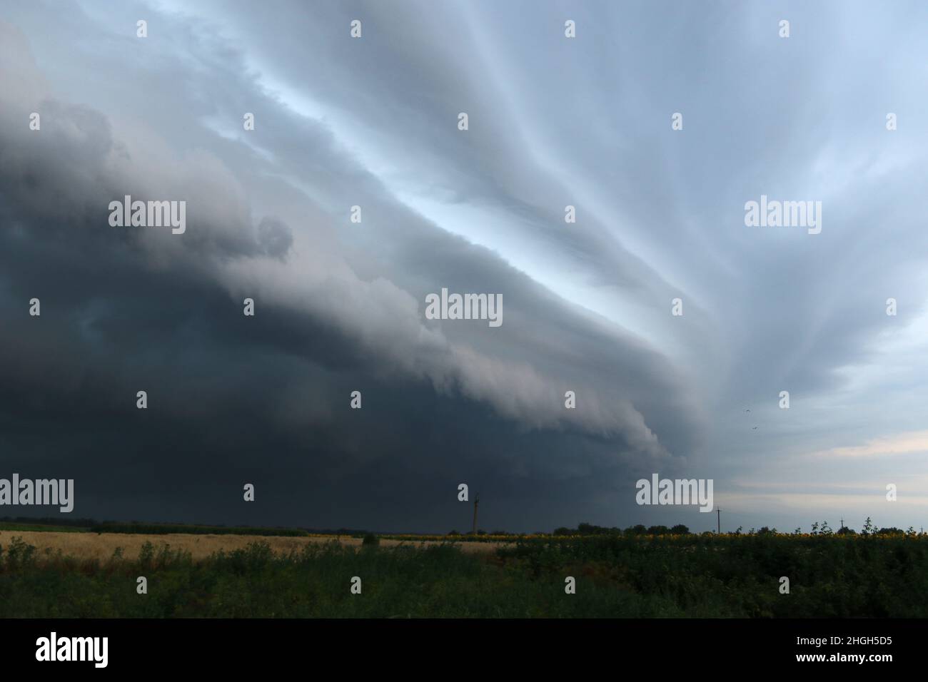 Dark clouds background before thunderstorm Stock Photo