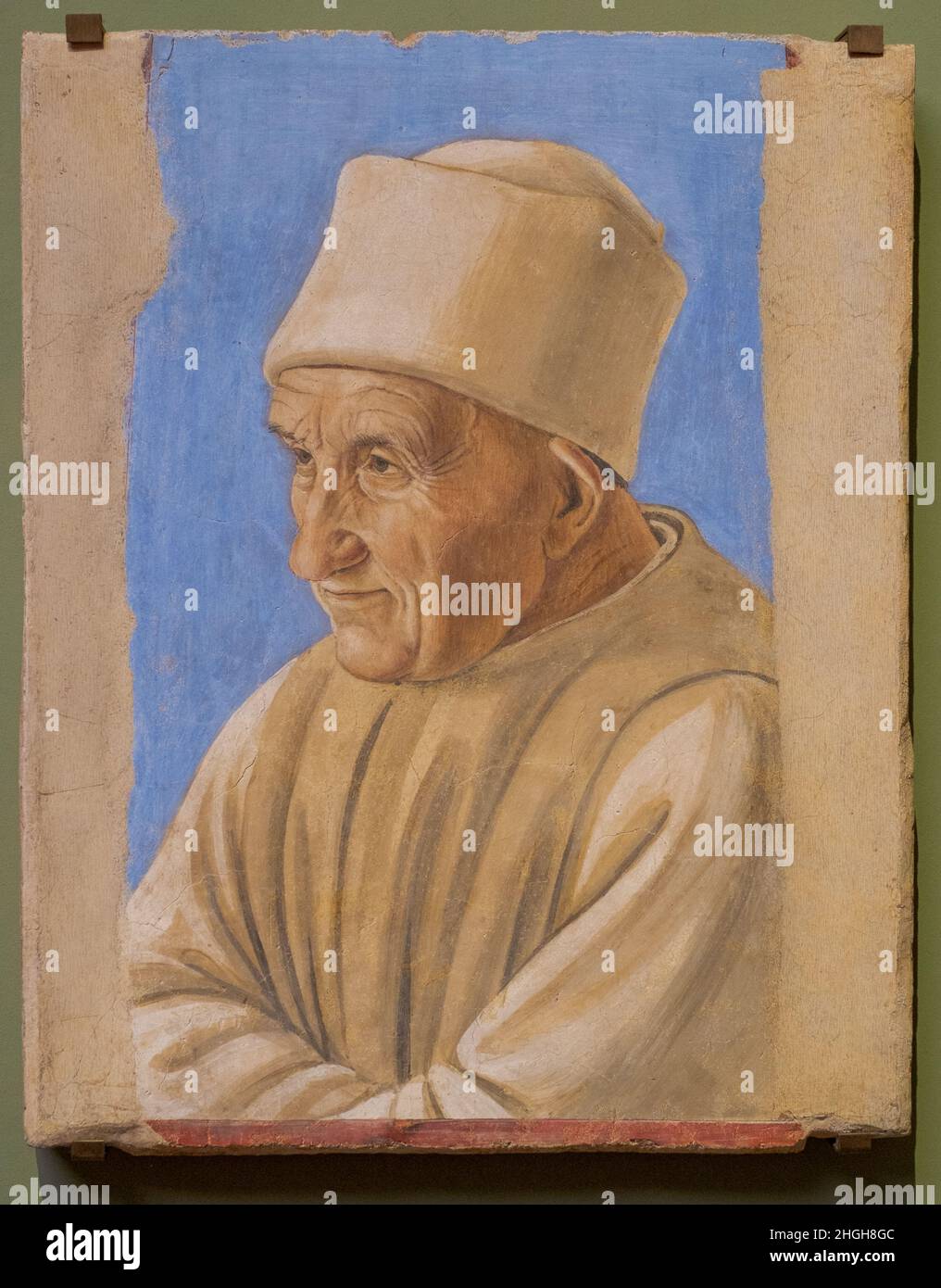 Anonymous Florentine painter, Portrait of elder man of the 15th century; last quarter of 15th century; Fresco on tile; Uffizi Galleries, Florence, Stock Photo