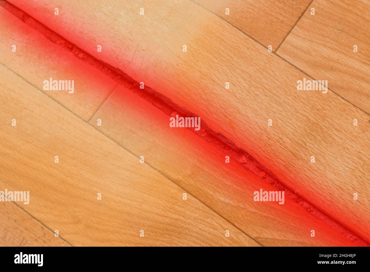 Broken torn linoleum old rubber polymer PVC floor damage material