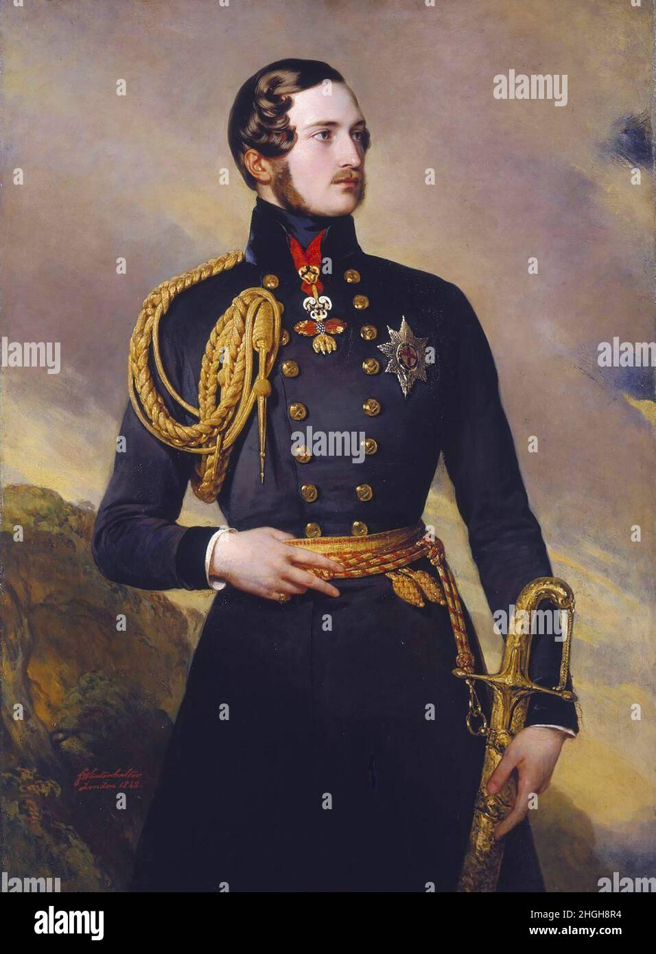 Prince Albert of Saxe-Coburg and Gotha, Prince Franz Albrecht August Karl Emanuel of Saxe-Coburg-Saalfeld, Duke of Saxony, August 26, 1819 - December 14, 1861, was a German prince from the House of Saxe-Coburg and Gotha  /  Prinz Albert von Sachsen-Coburg und Gotha, Prinz Franz Albrecht August Karl Emanuel von Sachsen-Coburg-Saalfeld, Herzog zu Sachsen, 26. August 1819 - 14. Dezember 1861, war ein deutscher Prinz aus dem Haus Sachsen-Coburg und Gotha, Historisch, historical, digital improved reproduction of an original artwork from the time / digital restaurierte Reproduktion einer Originalvor Stock Photo