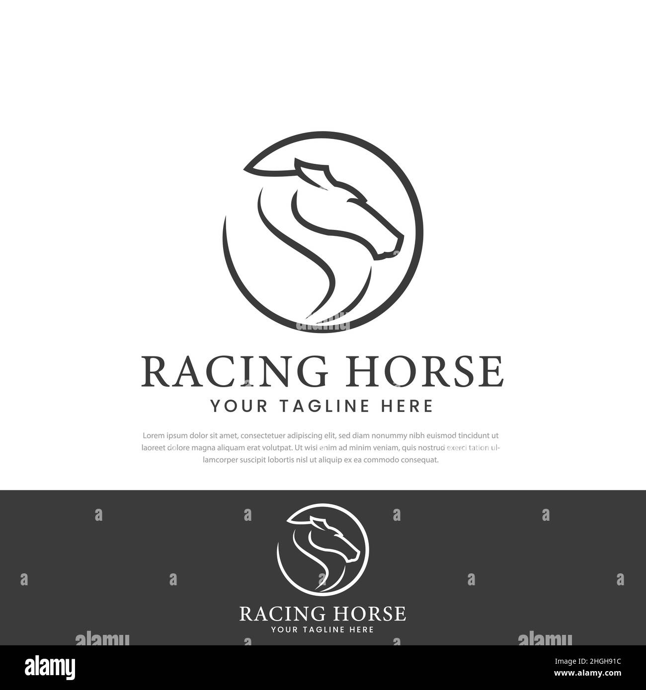 Modern and elegant horse logo, symbol, icon, design template Stock