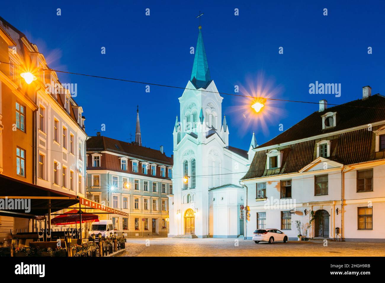 Riga Latvia. Virgin Of Anguish Or Our Lady Of Sorrows Church On Pils ...