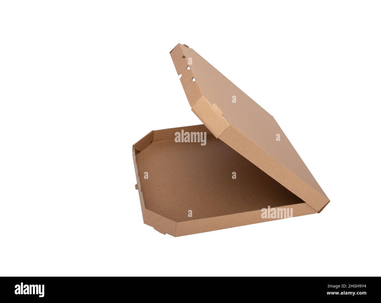 Pizza paper box isolated on white background. Empty pizza box, copy