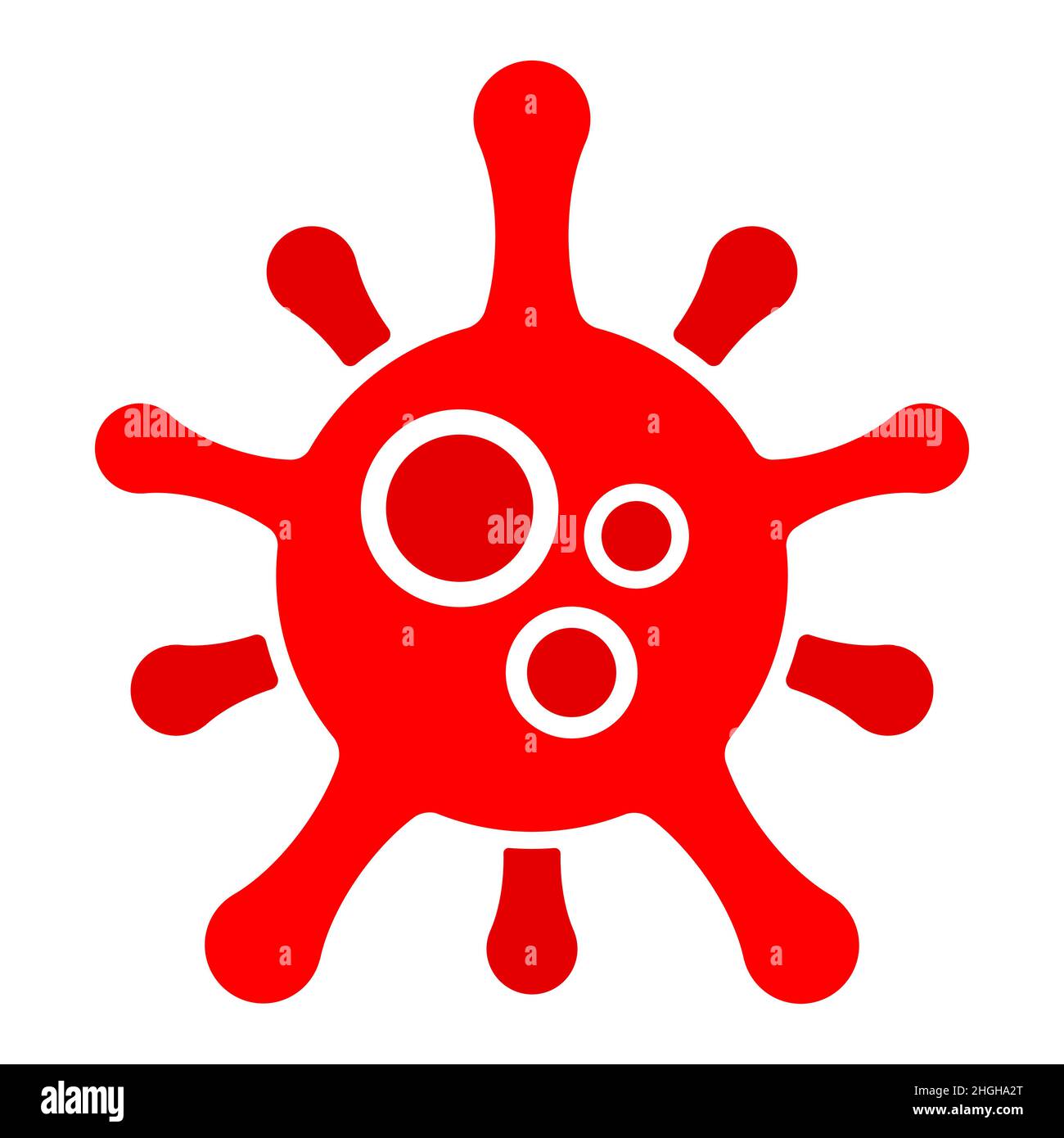 Red Coronavirus cell Icon sign isolated on white background. Flat vector illustration Stock Vector