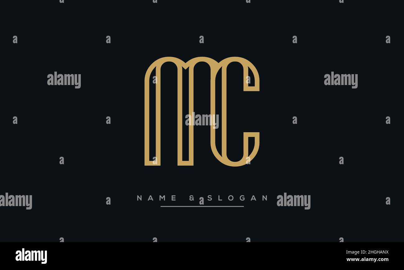 Modern abstract letter MC, CM logo design. Minimal MC, CM initial based icon vector Stock Vector