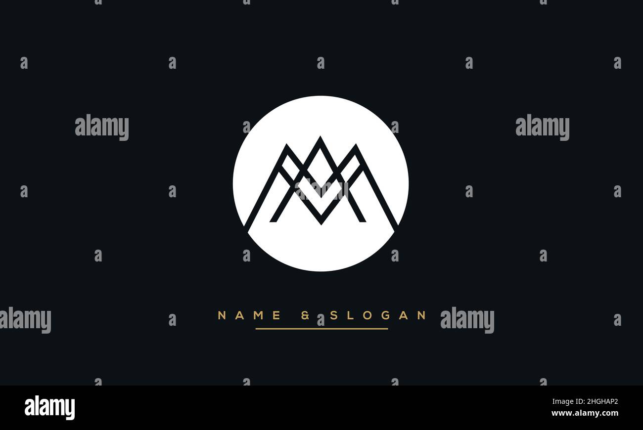 Modern abstract letter MA, AM logo design. Minimal MA, AM initial based