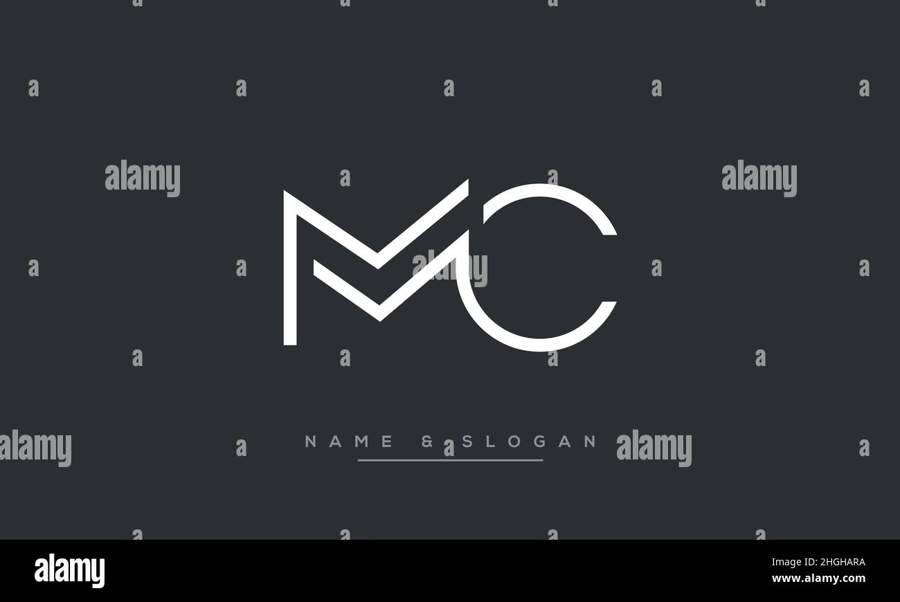Modern abstract letter MC, CM logo design. Minimal MC, CM initial based icon vector Stock Vector