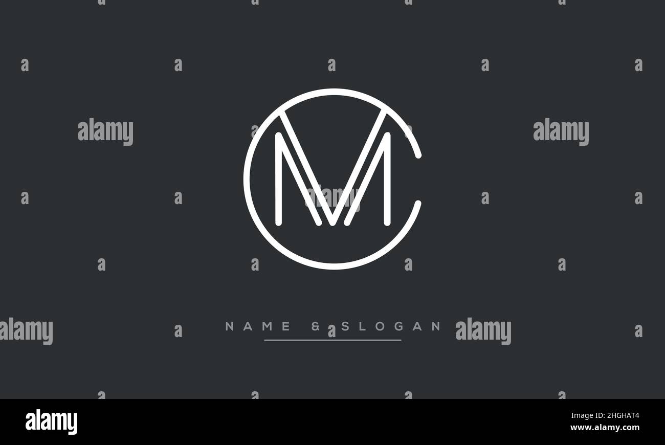 Modern abstract letter MC, CM logo design. Minimal MC, CM initial based icon vector Stock Vector