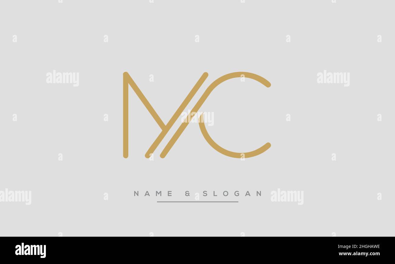 Modern abstract letter MC, CM logo design. Minimal MC, CM initial based icon vector Stock Vector