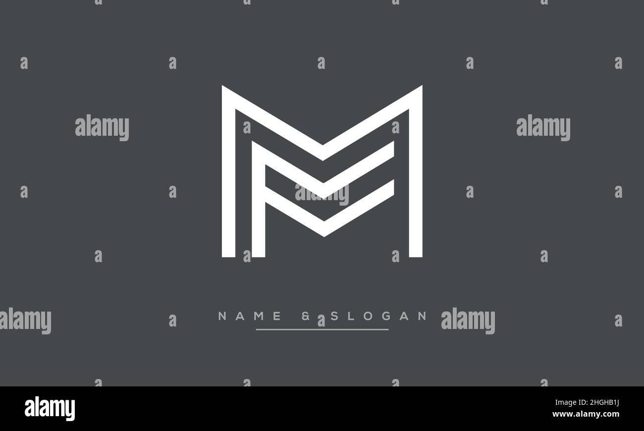 Modern abstract letter MF, FM logo design. Minimal MF, FM initial based icon vector Stock Vector