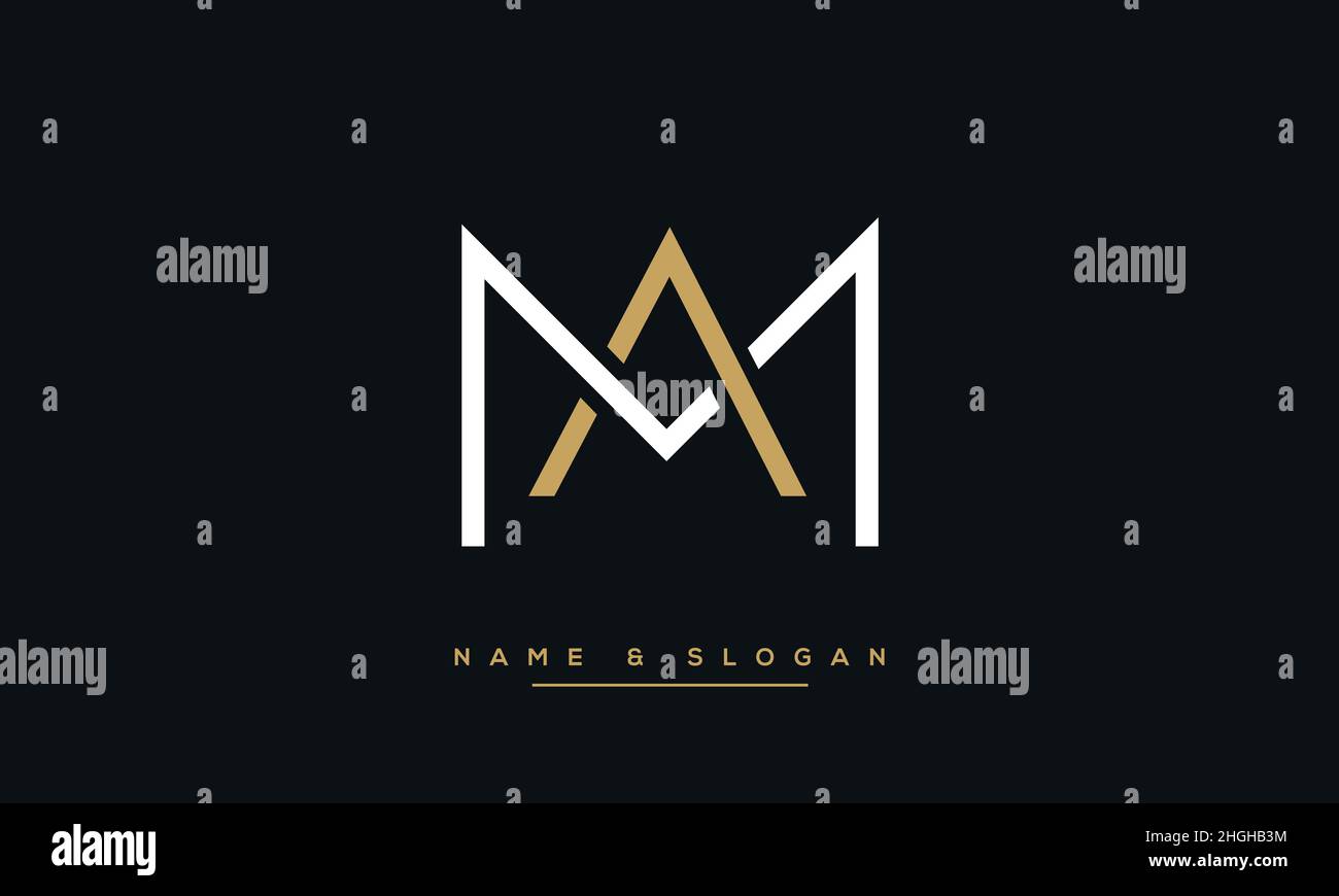 Modern abstract letter MA, AM logo design. Minimal MA, AM initial based icon vector Stock Vector