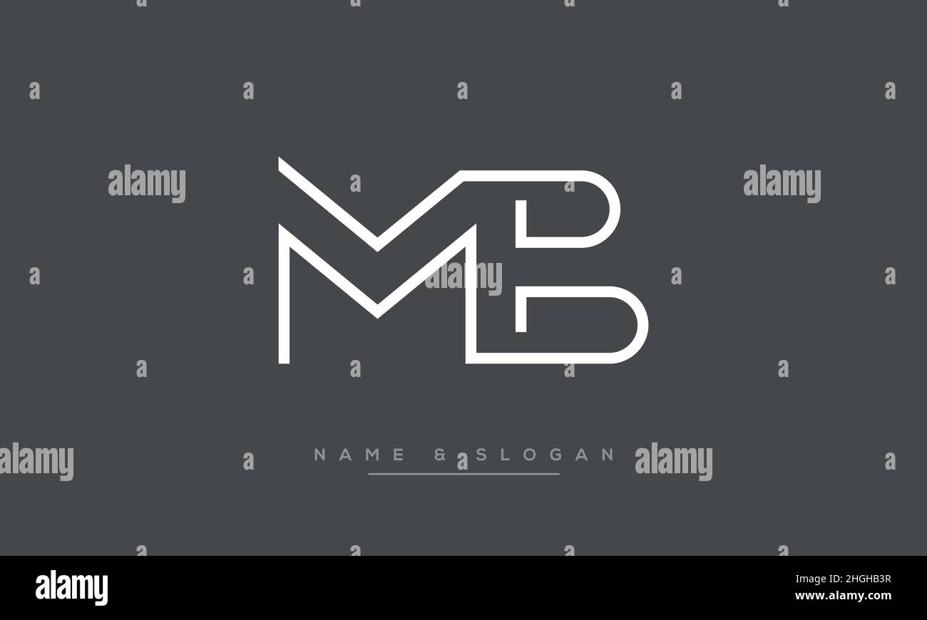 Modern abstract letter MB, BM logo design. Minimal MA,B BM initial based icon vector Stock Vector