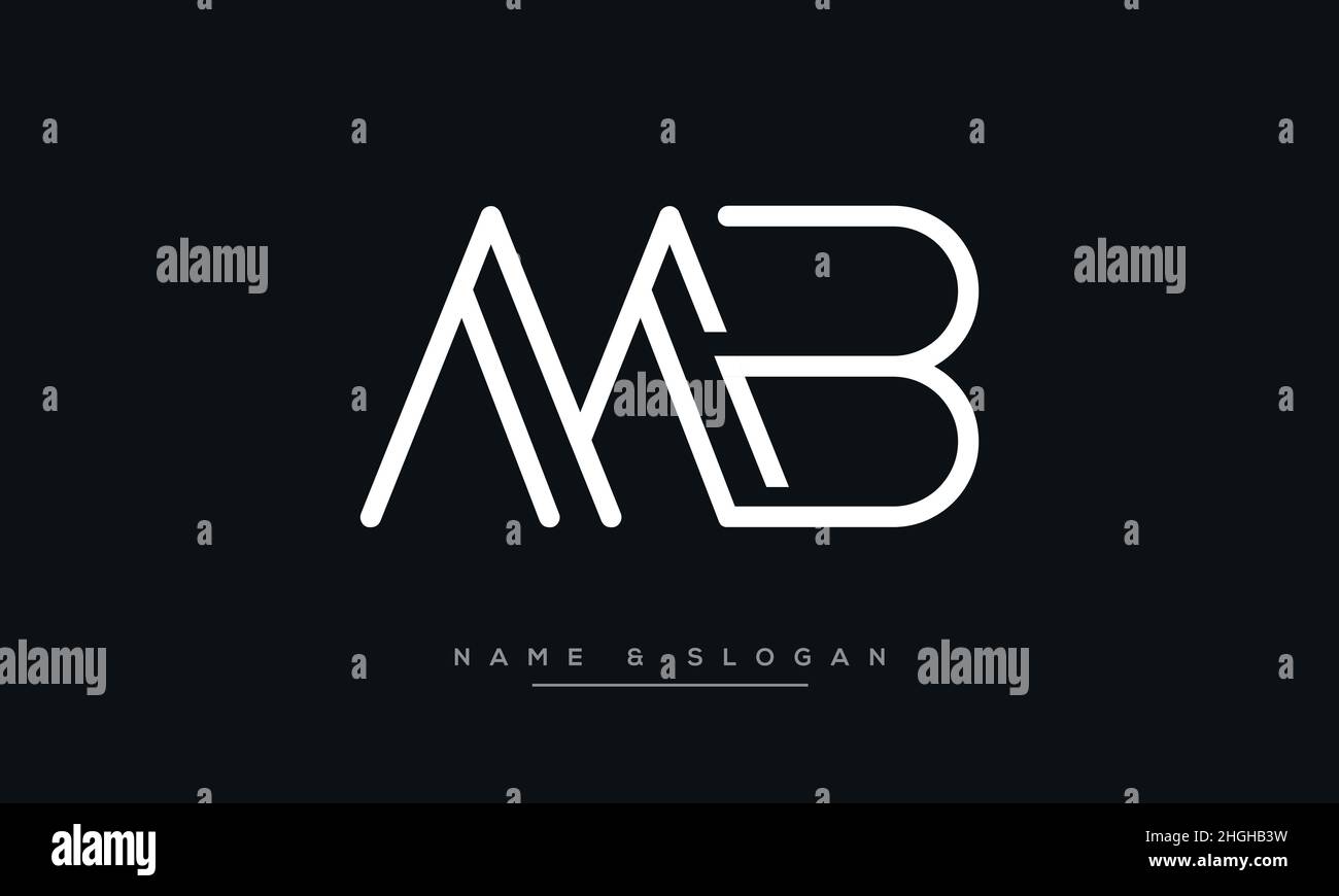 Modern abstract letter MB, BM logo design. Minimal MA,B BM initial based icon vector Stock Vector