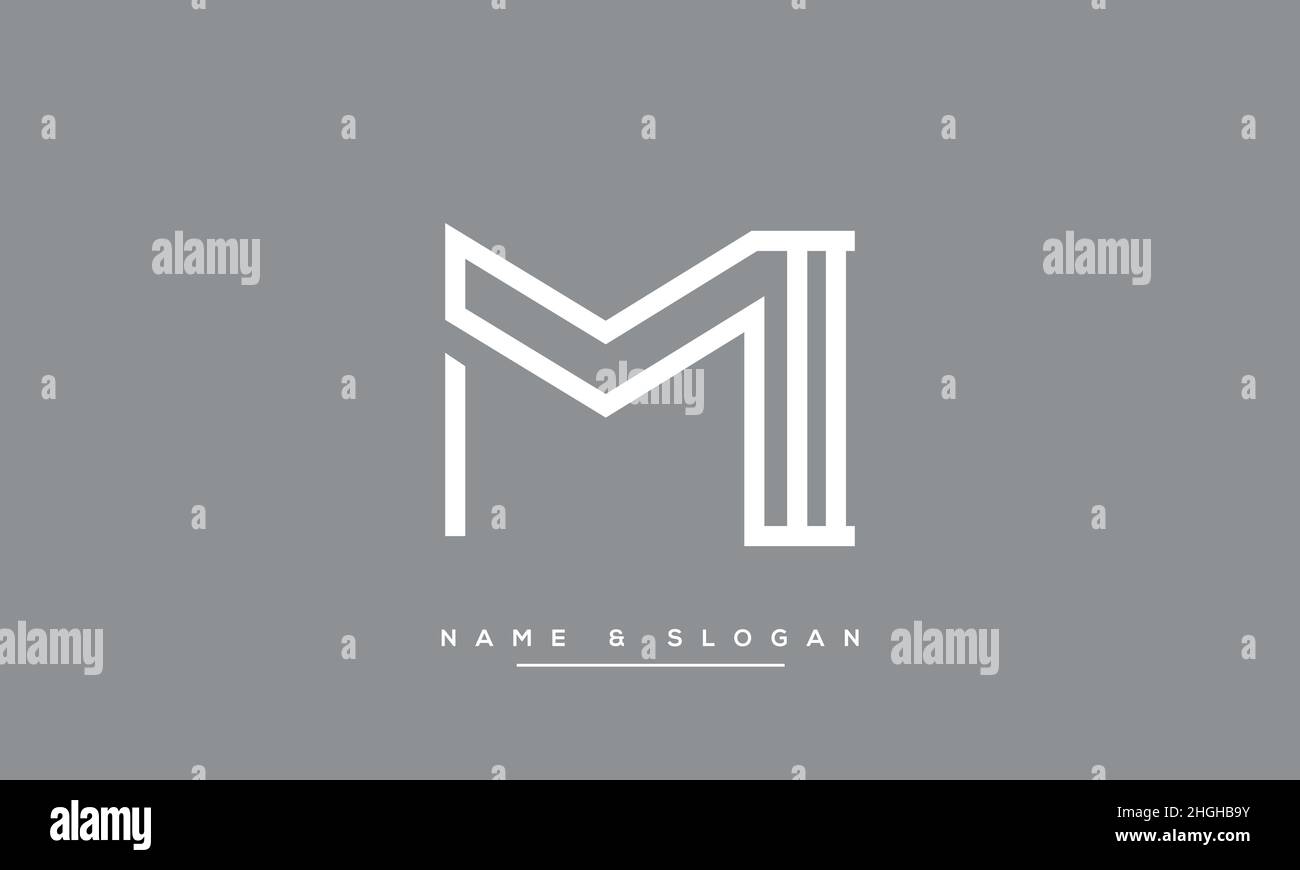 Modern abstract letter MI, IM logo design. Minimal MI, IM initial based icon vector Stock Vector