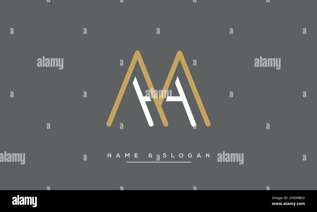 Modern abstract letter MH, HM logo design. Minimal MH, HM initial based icon vector Stock Vector