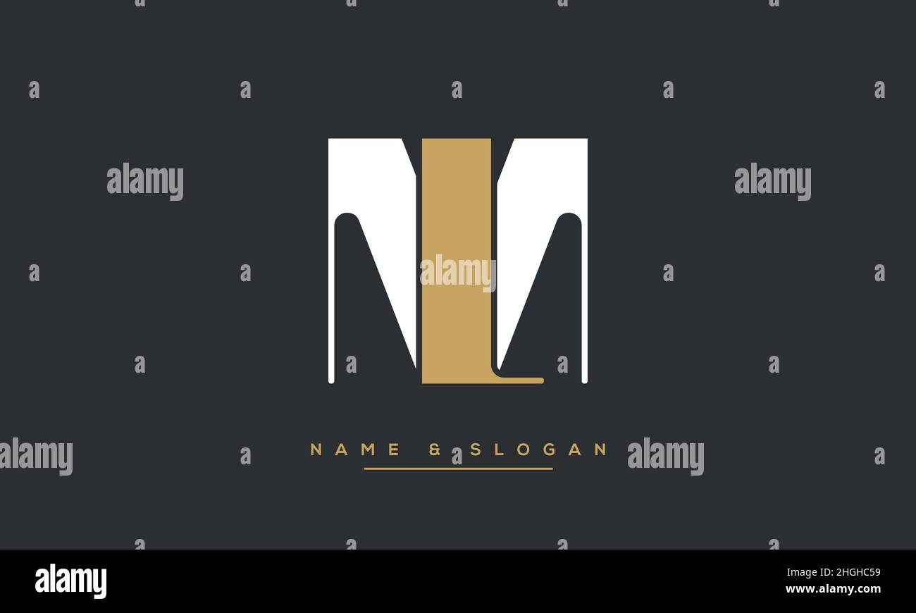 Modern abstract letter ML, LM logo design. Minimal ML, LM initial based icon vector Stock Vector
