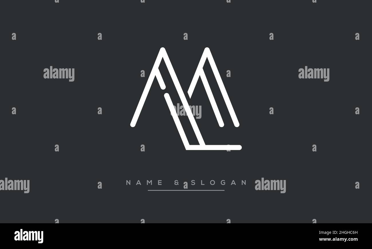 Modern abstract letter ML, LM logo design. Minimal ML, LM initial based icon vector Stock Vector