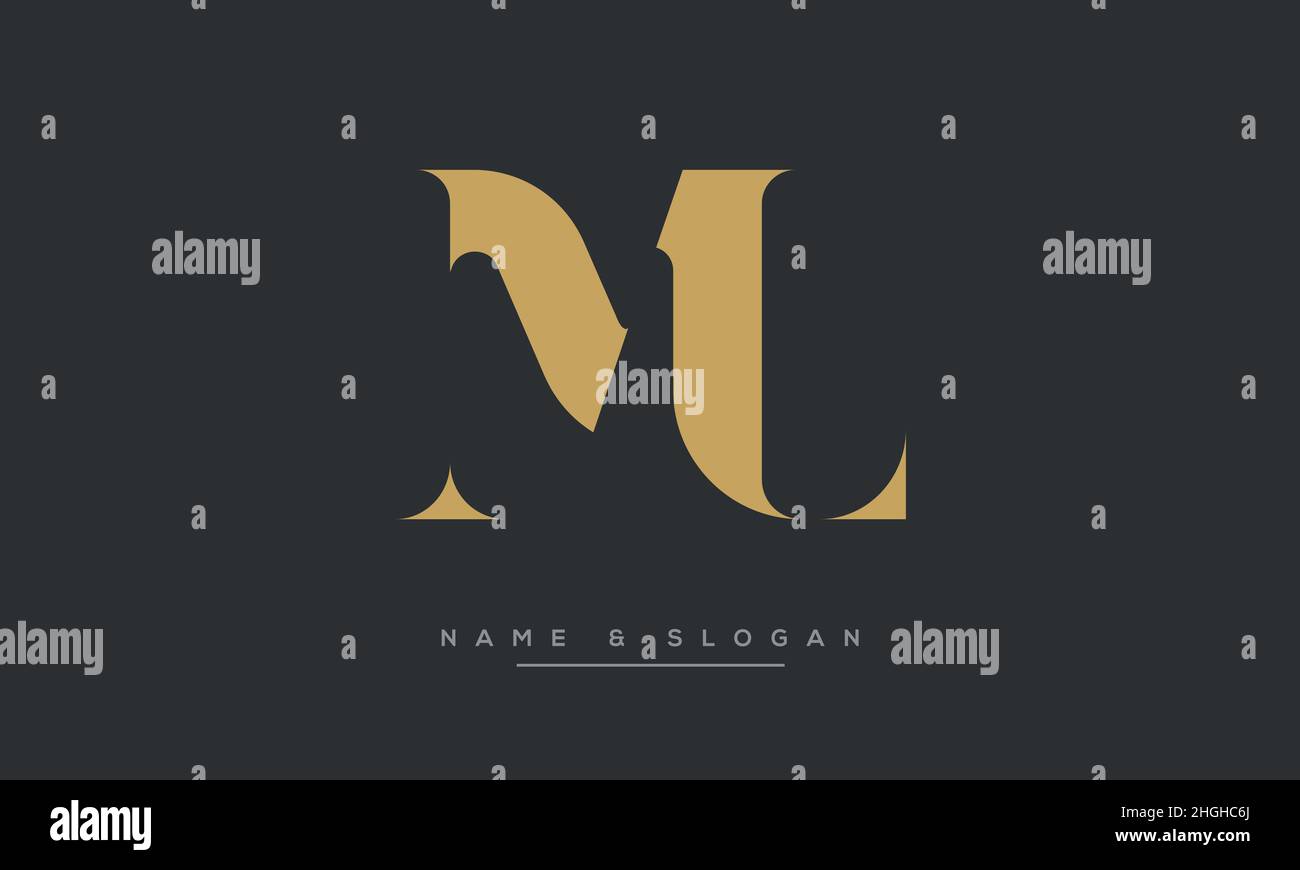 Modern abstract letter ML, LM logo design. Minimal ML, LM initial based icon vector Stock Vector