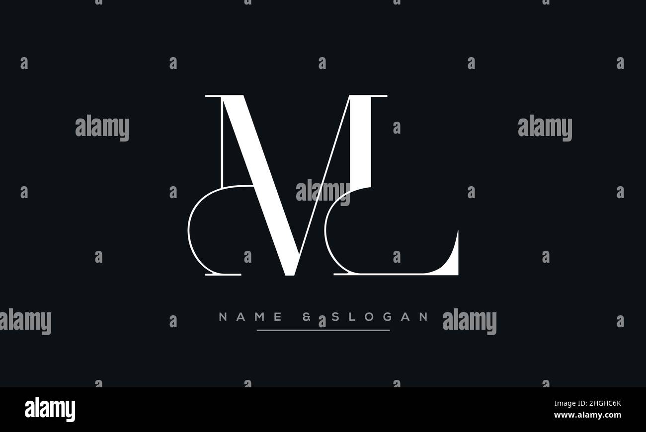 Modern abstract letter ML, LM logo design. Minimal ML, LM initial based icon vector Stock Vector