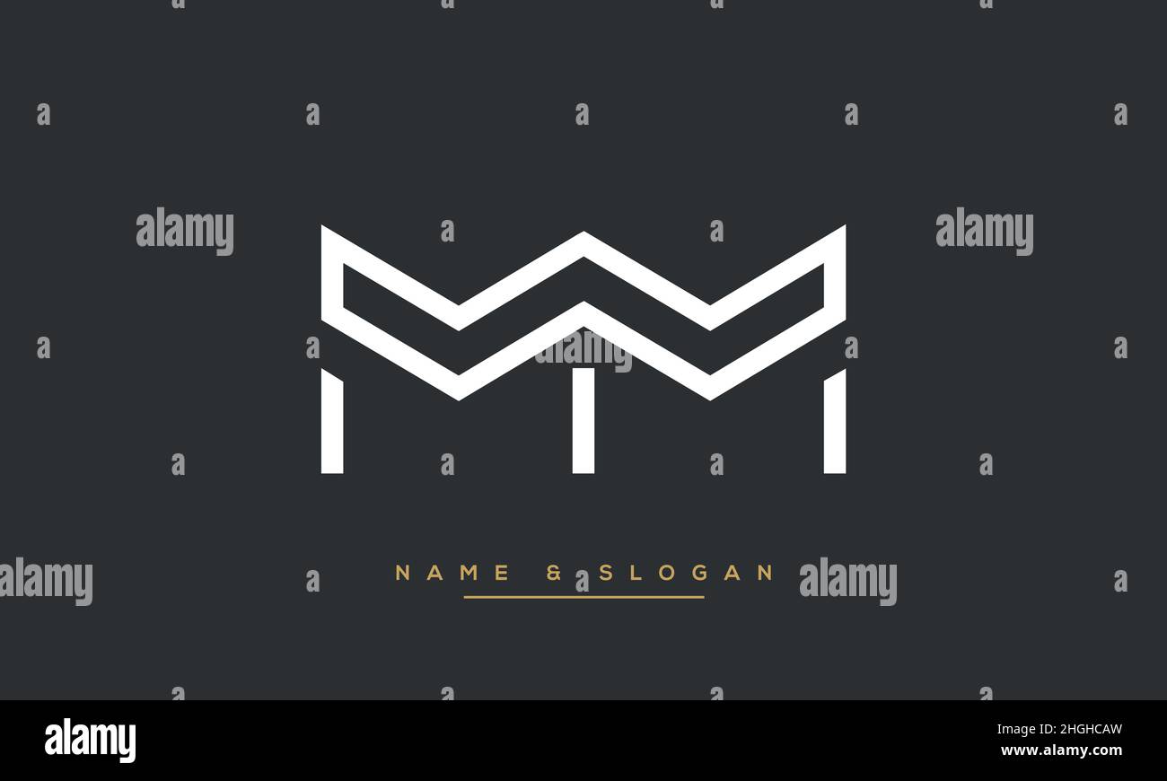 Modern abstract letter MM, M logo design. Minimal MM, M initial based icon vector Stock Vector