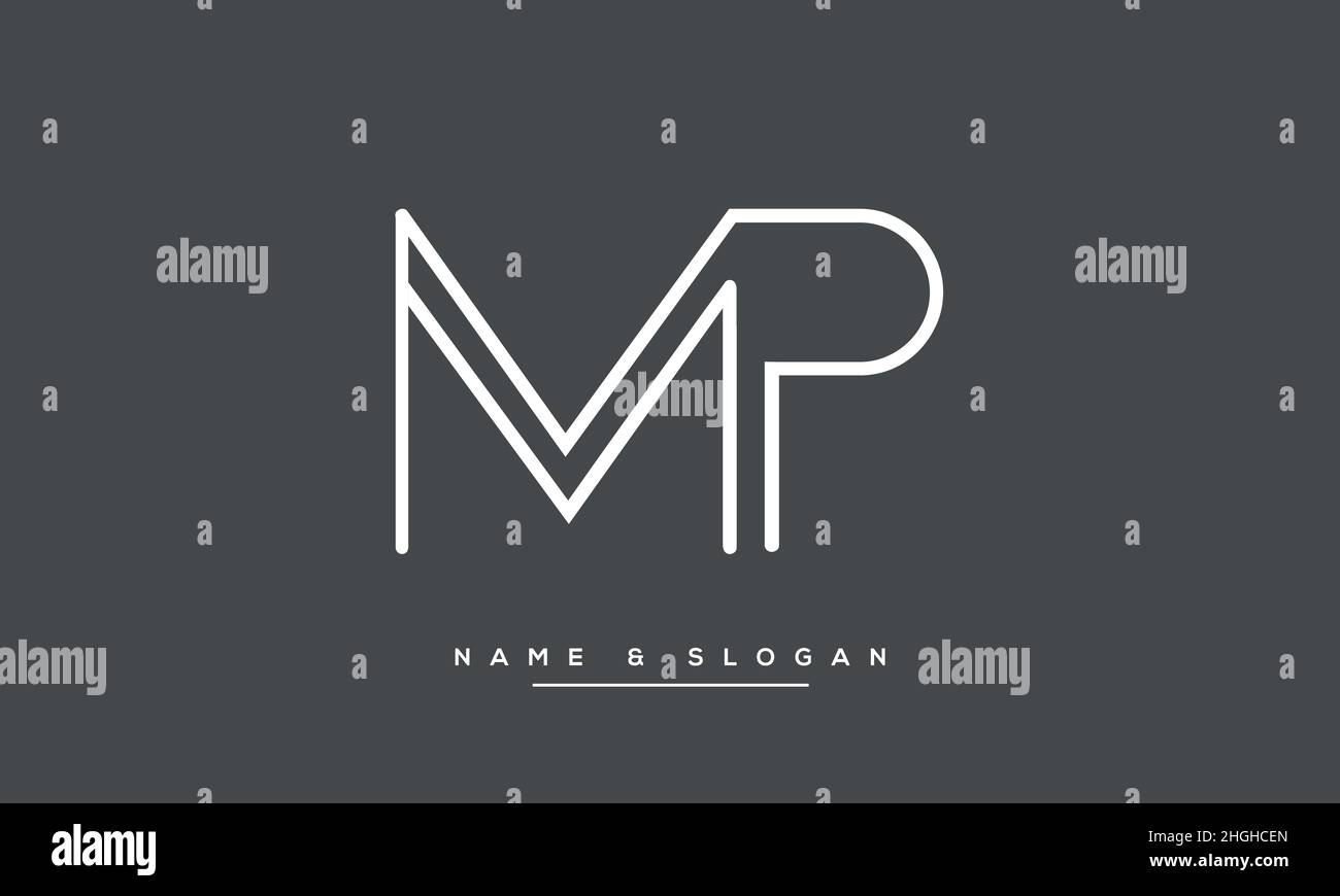 Modern abstract letter MP, PM logo design. Minimal MP, PM initial based icon vector Stock Vector