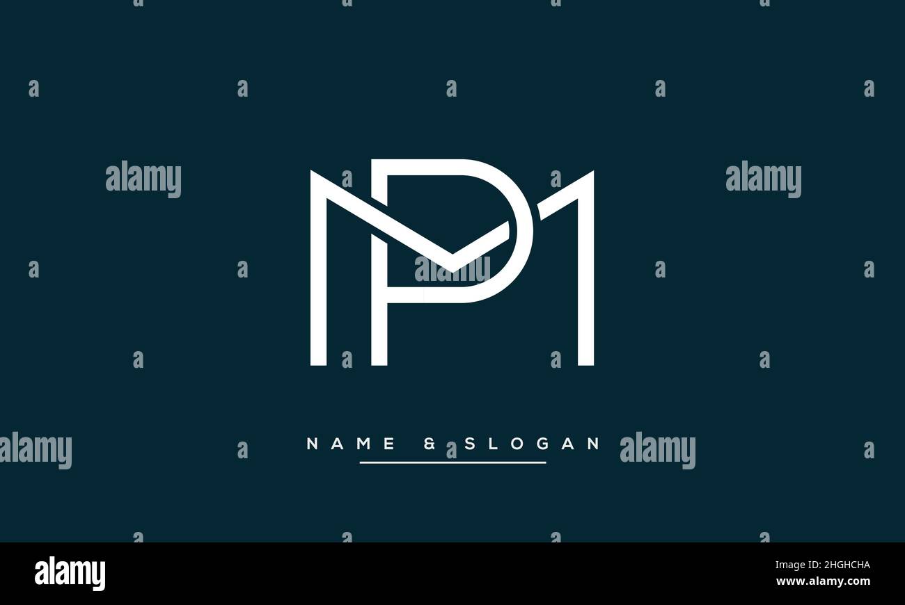 Modern abstract letter MP, PM logo design. Minimal MP, PM initial based icon vector Stock Vector