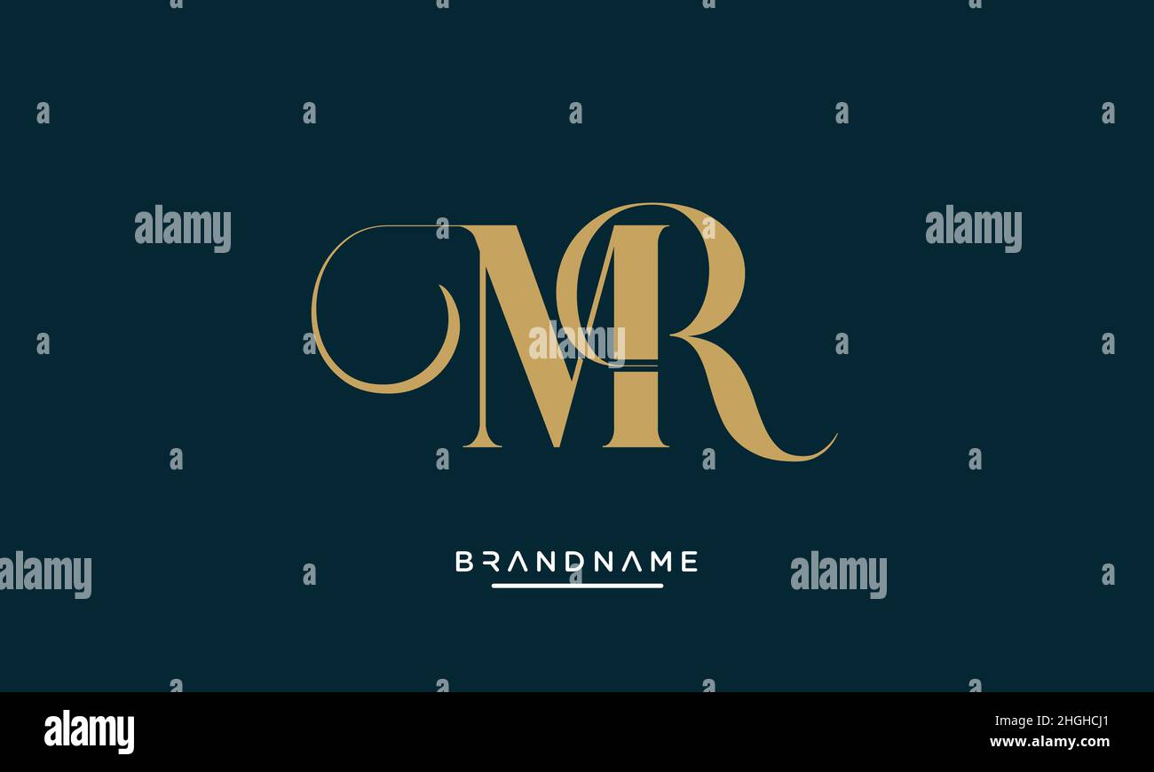 Modern abstract letter MR, RM logo design. Minimal MR, RM initial based icon vector Stock Vector
