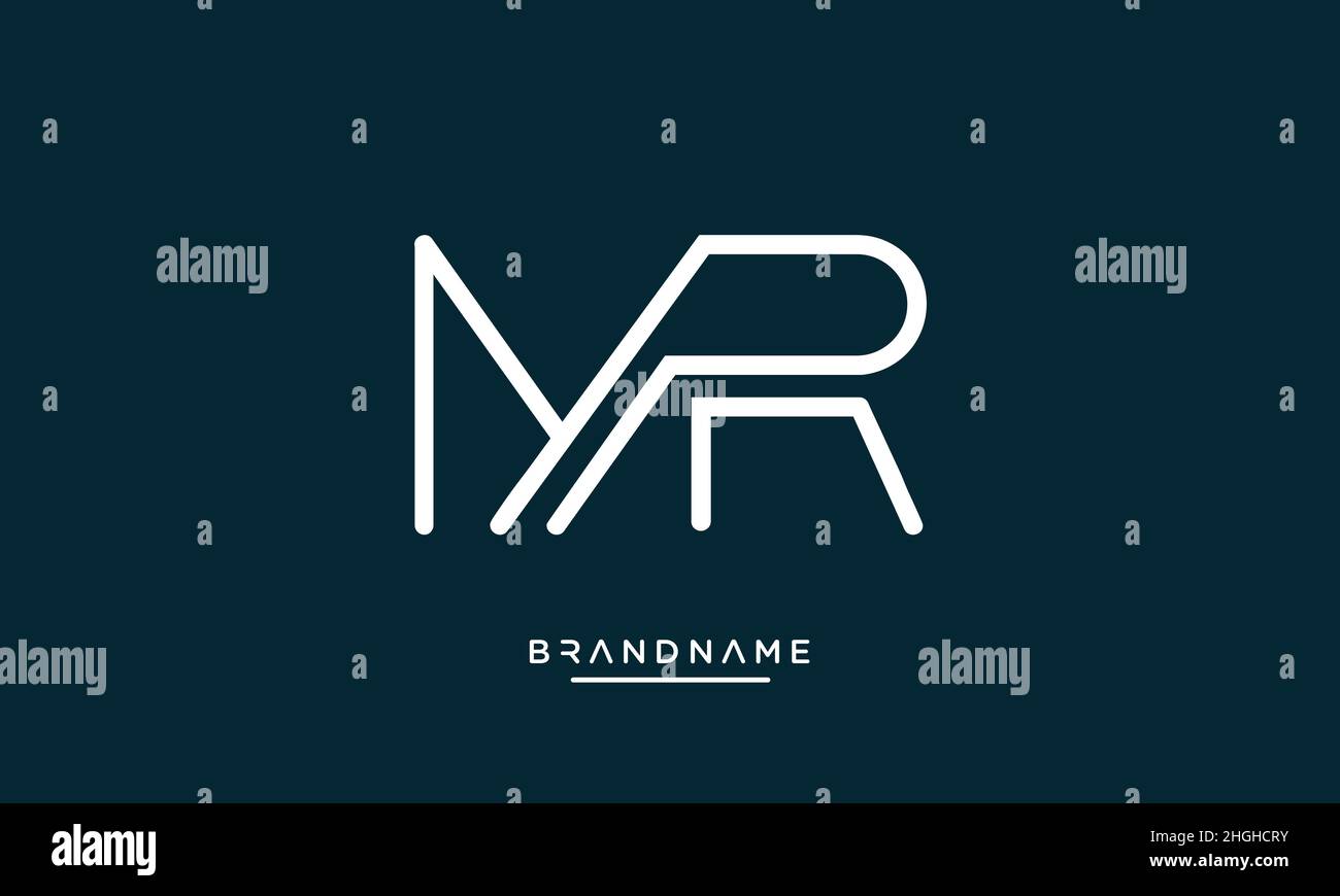 Modern abstract letter MR, RM logo design. Minimal MR, RM initial based icon vector Stock Vector