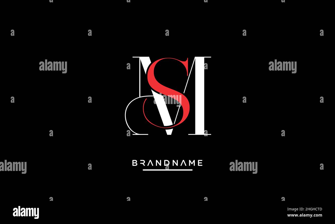 Modern abstract letter MS, SM logo design. Minimal MS, SM initial based icon vector Stock Vector