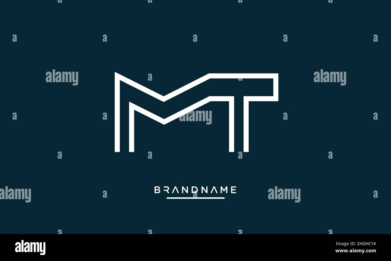 Modern abstract letter MT, TM logo design. Minimal MT, TM initial based icon vector Stock Vector