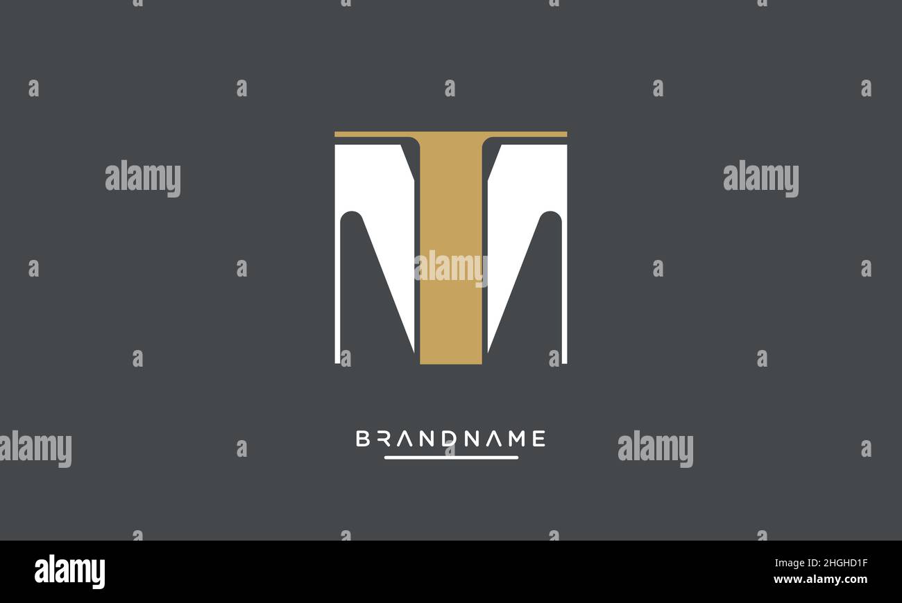 Modern abstract letter MT, TM logo design. Minimal MT, TM initial based icon vector Stock Vector