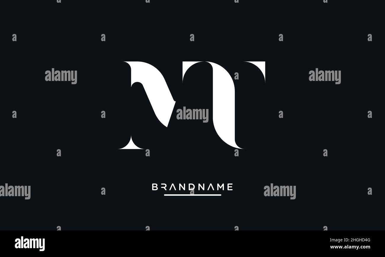 Modern abstract letter MT, TM logo design. Minimal MT, TM initial based icon vector Stock Vector
