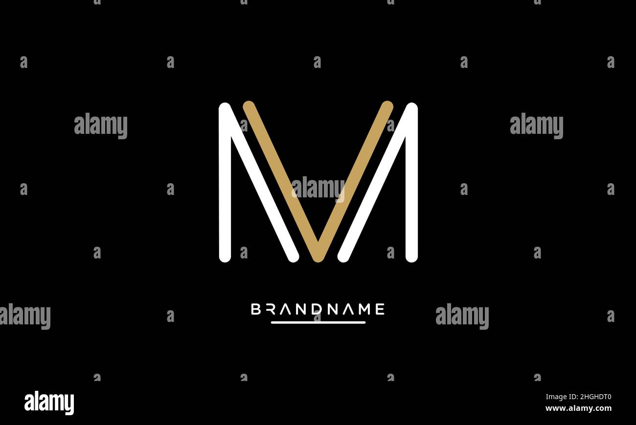 Modern abstract letter MV, VM logo design. Minimal MV, VM initial based icon vector Stock Vector