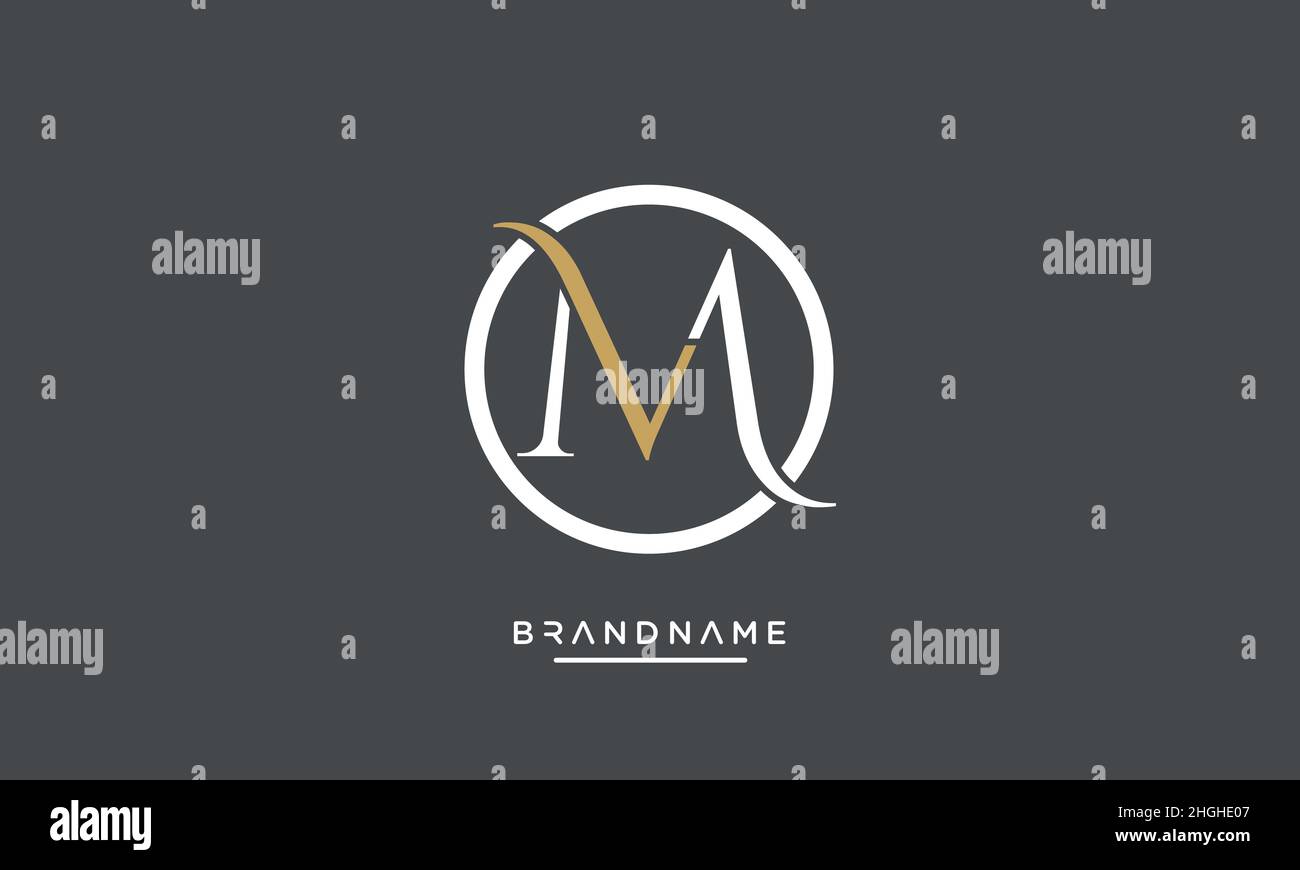 Modern abstract letter MV, VM logo design. Minimal MV, VM initial based icon vector Stock Vector
