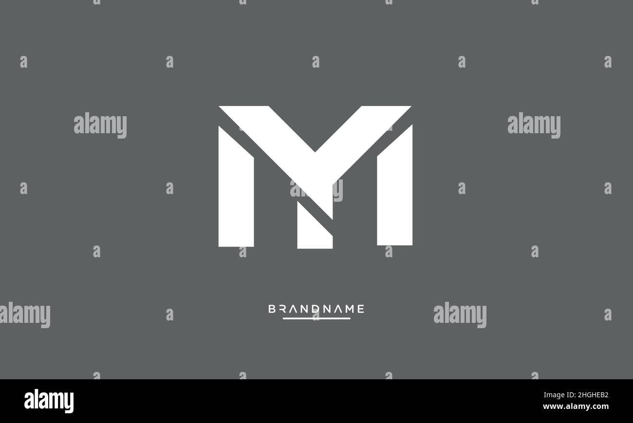 Modern abstract letter MY, YM logo design. Minimal MY, YM initial based icon vector Stock Vector