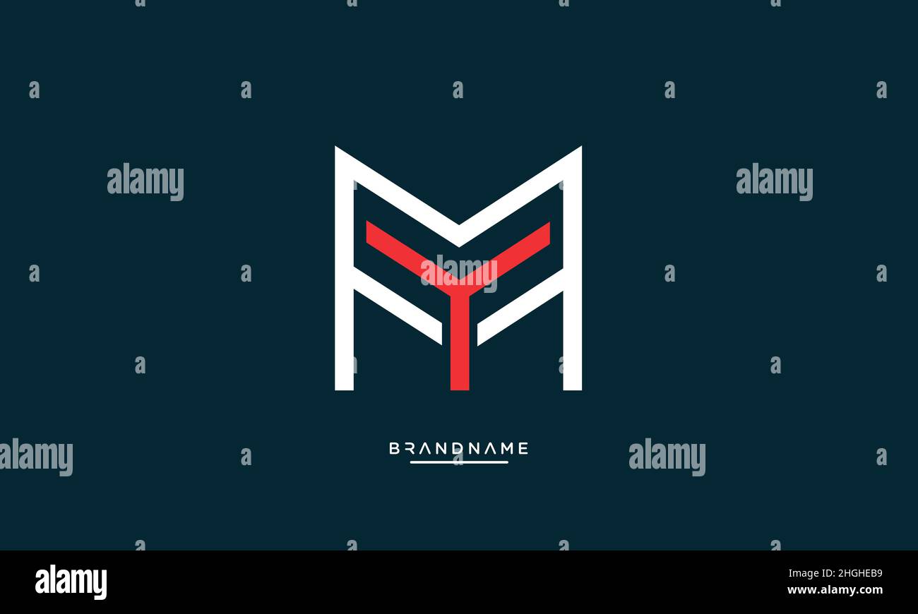 Modern abstract letter MY, YM logo design. Minimal MY, YM initial based icon vector Stock Vector