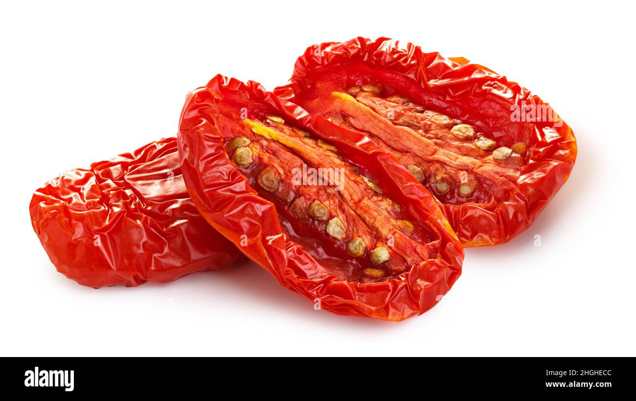 Dried or Sundried tomato halves isolated Stock Photo