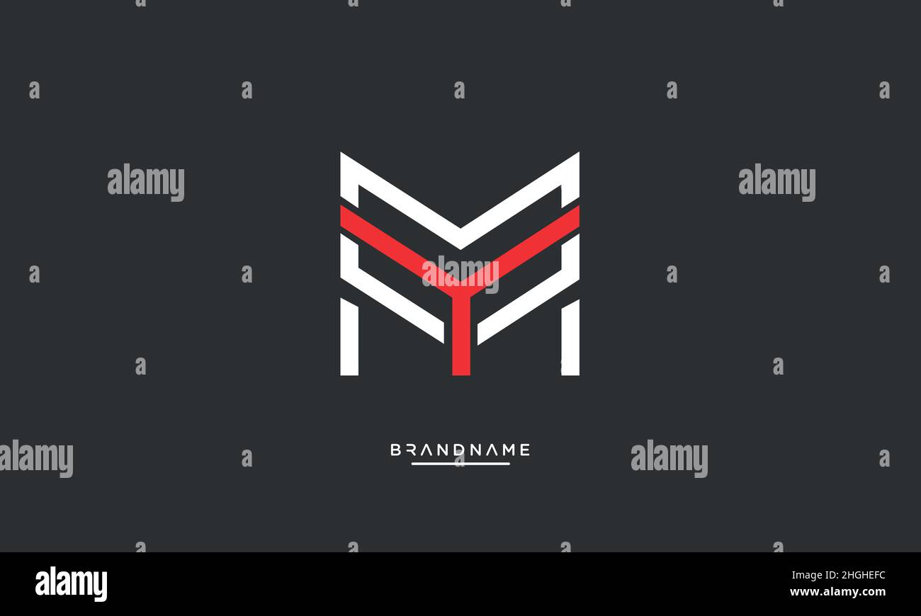 Modern abstract letter MY, YM logo design. Minimal MY, YM initial based icon vector Stock Vector
