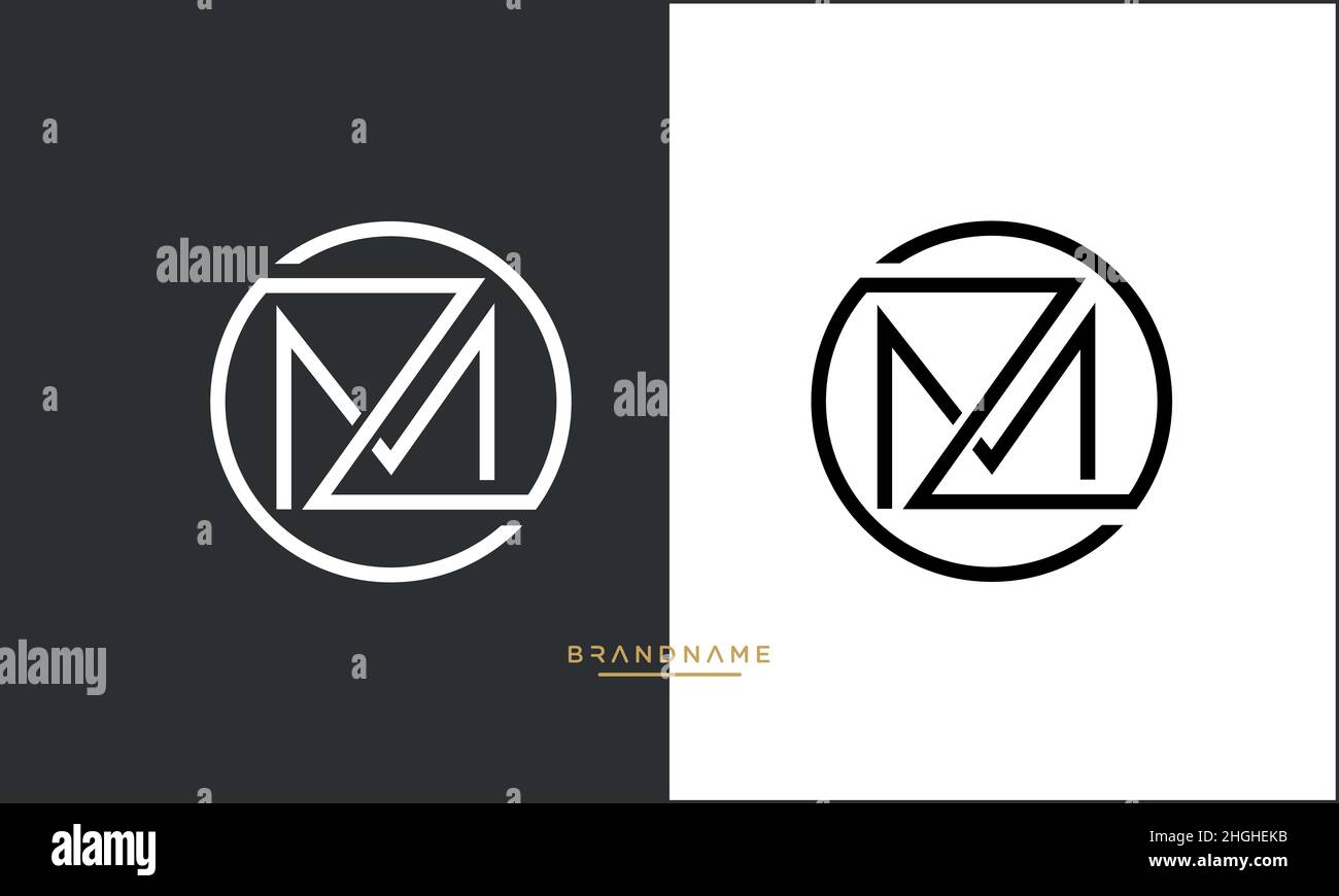 Modern abstract letter MZ, ZM logo design. Minimal MZ, ZM initial based icon vector Stock Vector
