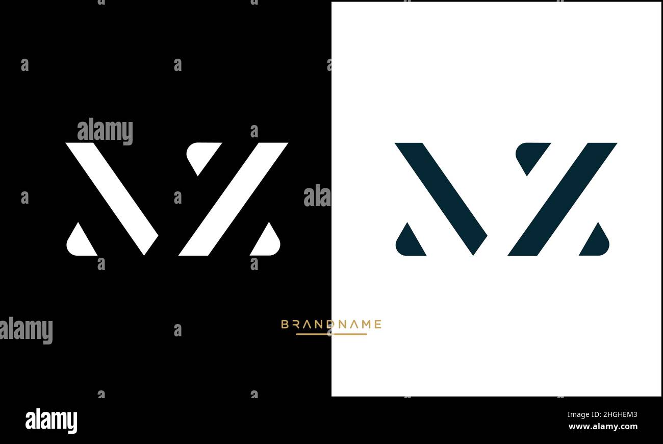 Modern abstract letter MZ, ZM logo design. Minimal MZ, ZM initial based icon vector Stock Vector