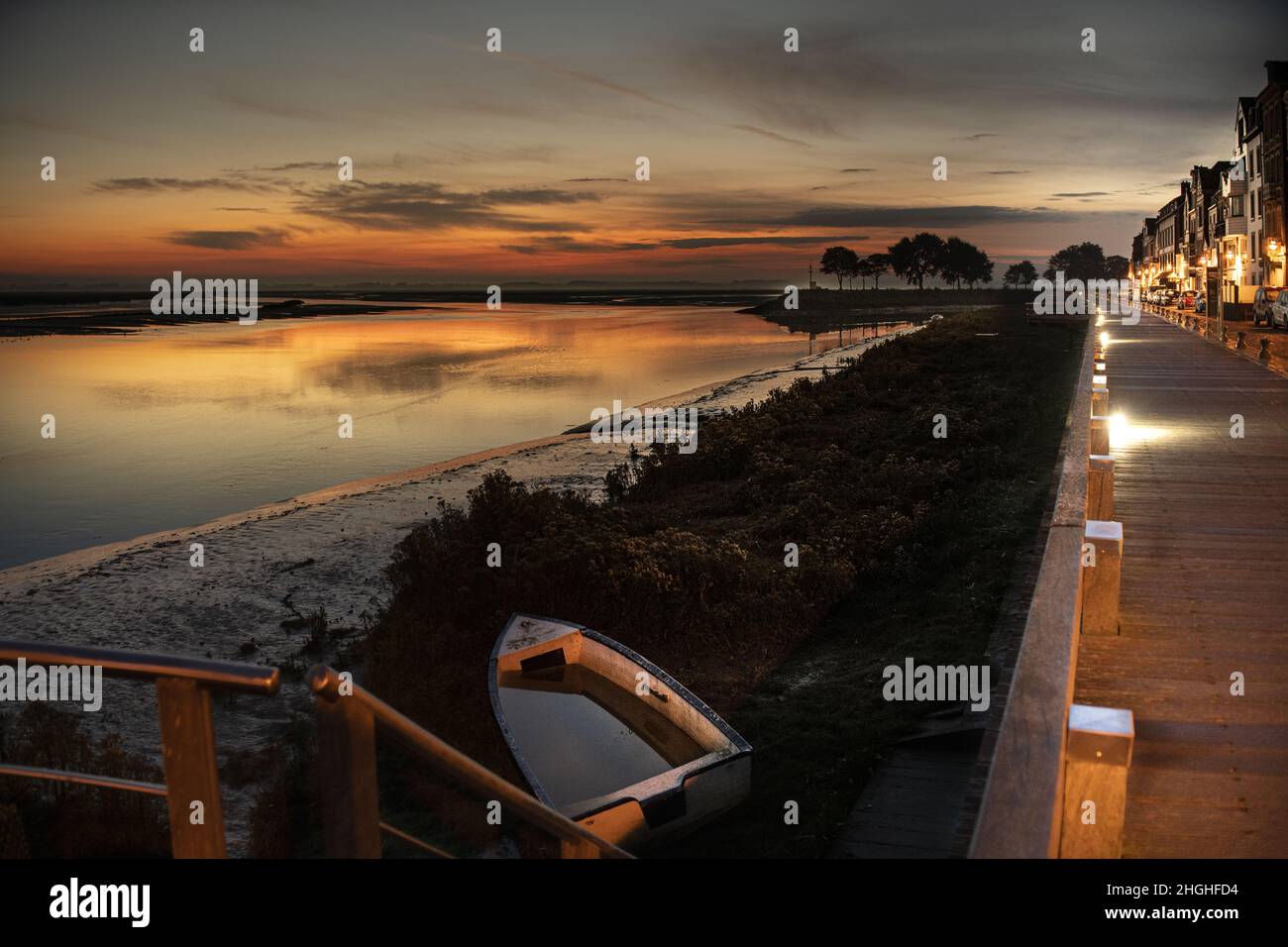 Saint Valery sur Somme, baie de Somme, chenal et reflets dans l'eau, Stock Photo