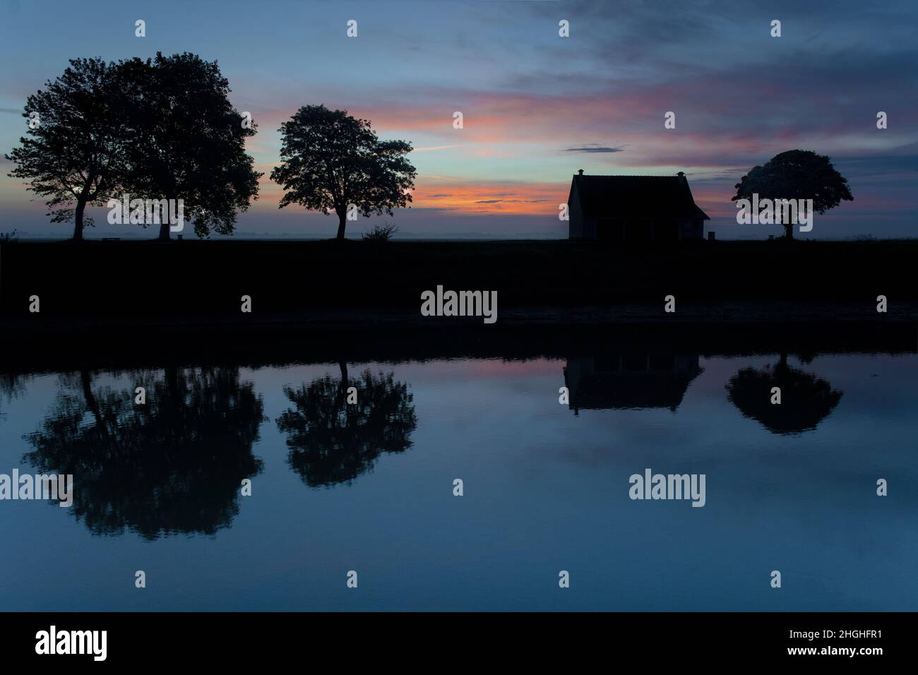 Saint Valery sur Somme, baie de Somme, chenal et reflets dans l'eau, Stock Photo