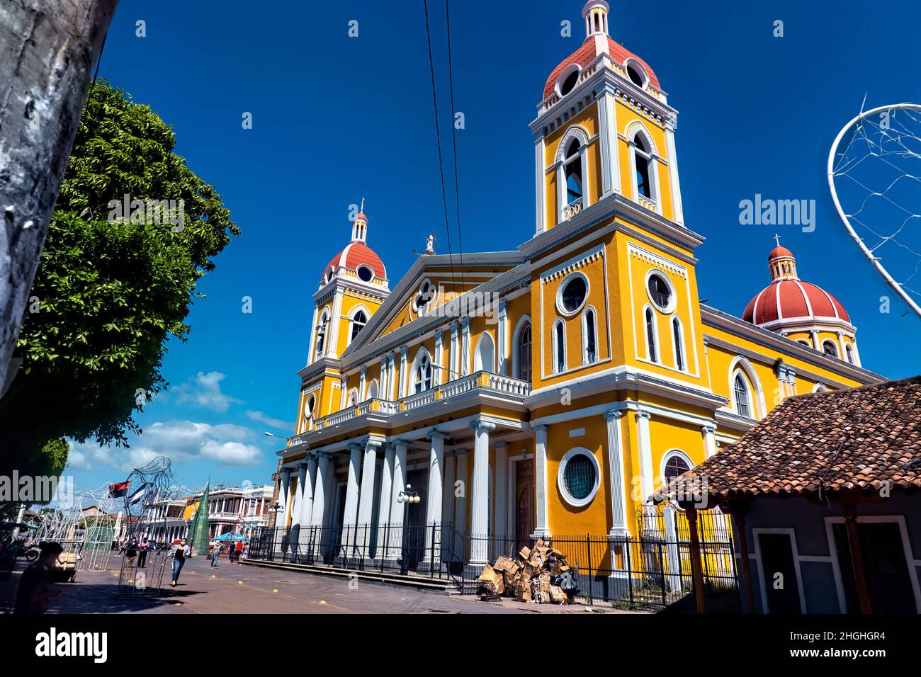 The beautiful neoclassical Granada Cathedral (Our Lady of the Assumption), Granada, Nicaragua Stock Photo