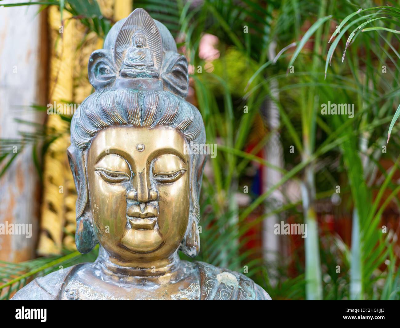 Buddha image at Gangaramaya Temple, Colombo, Sri Lanka. Stock Photo