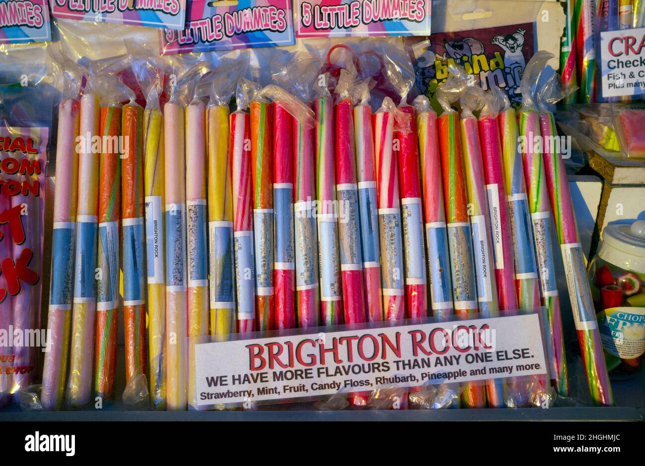 Brighton Rock for sale in a seafront sweet shop Stock Photo