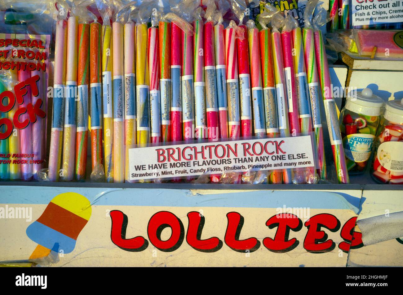 Brighton Rock for sale in a seafront sweet shop Stock Photo