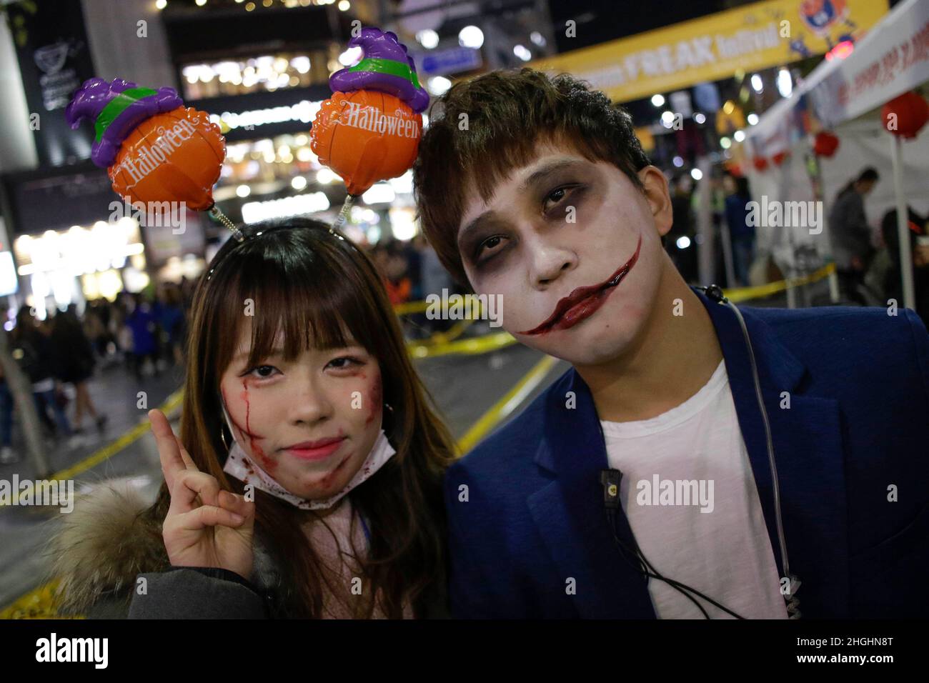 People zombie and animation character costume attend Halloween day