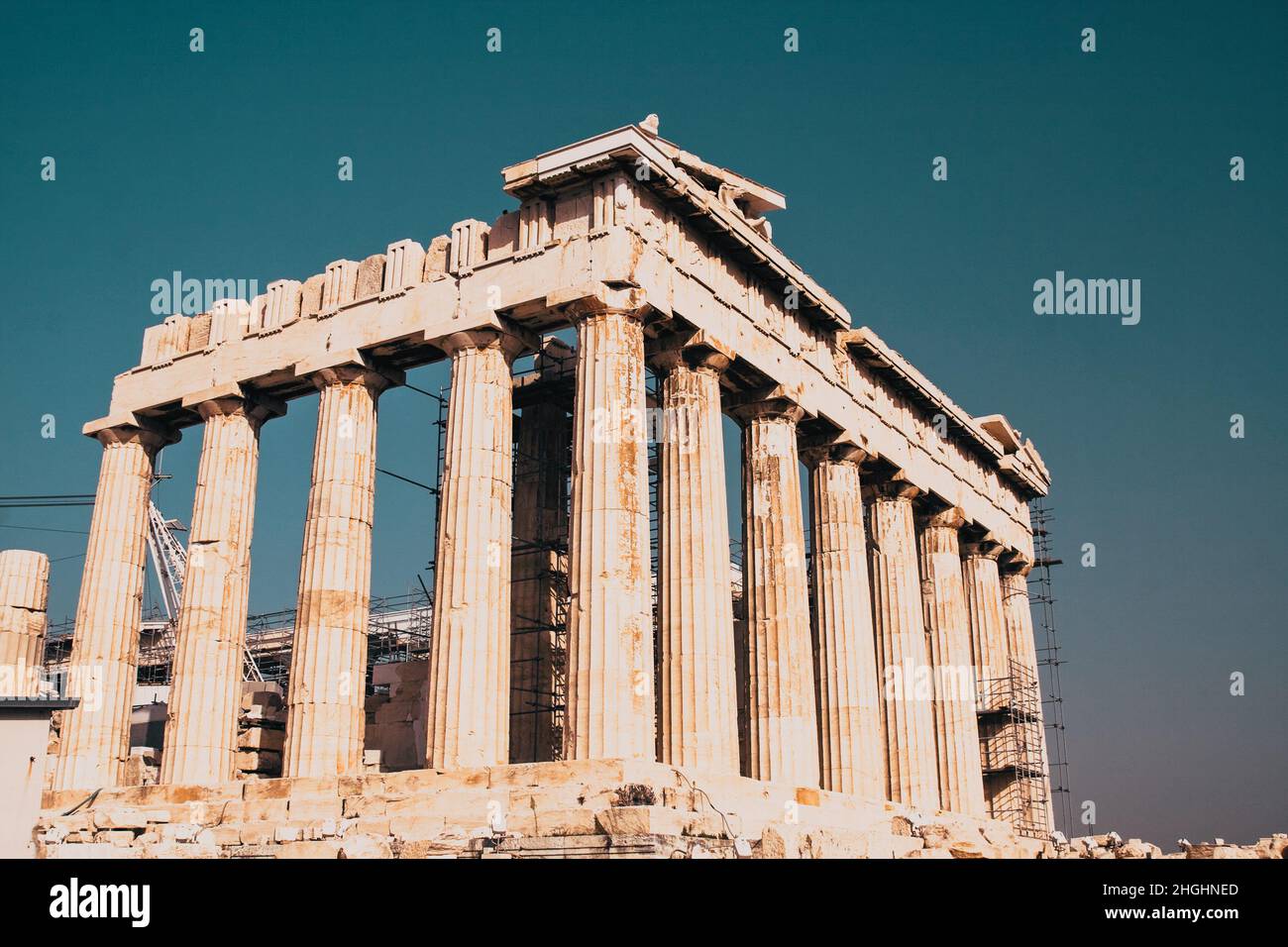 parthenon temple on a bright day. Acropolis in Athens  Greece Stock Photo