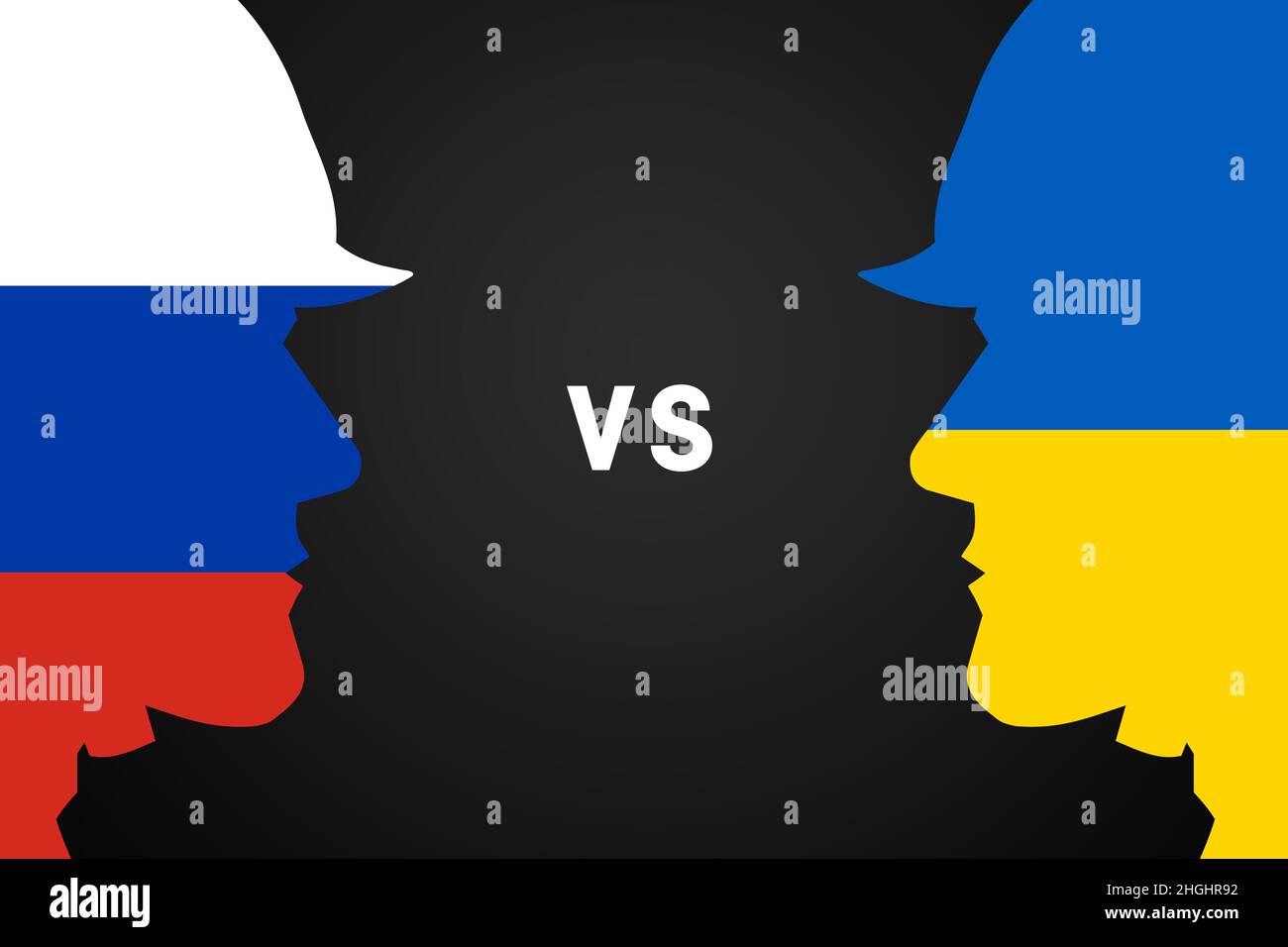 Conflict between Russia and Ukraine war concept. Russian and Ukrainian flag background. Stock Photo